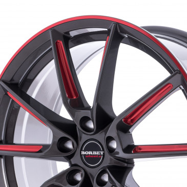 Borbet LX graphite spoke rim red polished