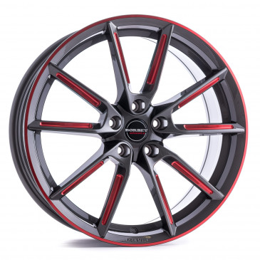 Borbet LX graphite spoke rim red polished