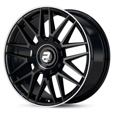 2DRV WH43 Schwarz glänzend lackiert mit hochglanzpoliertem Felgenbett