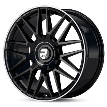 2DRV WH43 Schwarz glänzend lackiert mit hochglanzpoliertem Felgenbett