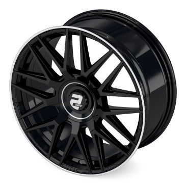 2DRV WH43 Schwarz glänzend lackiert mit hochglanzpoliertem Felgenbett