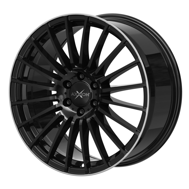 AXXION AX5 Schwarz glänzend lackiert mit hochglanzpoliertem Felgenbett