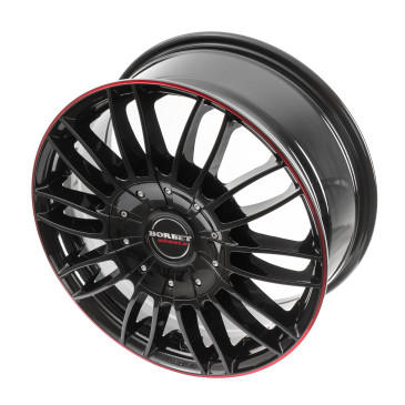 Borbet CW3 black glossy red ring