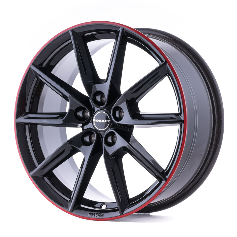 Borbet LX18 black glossy rim red