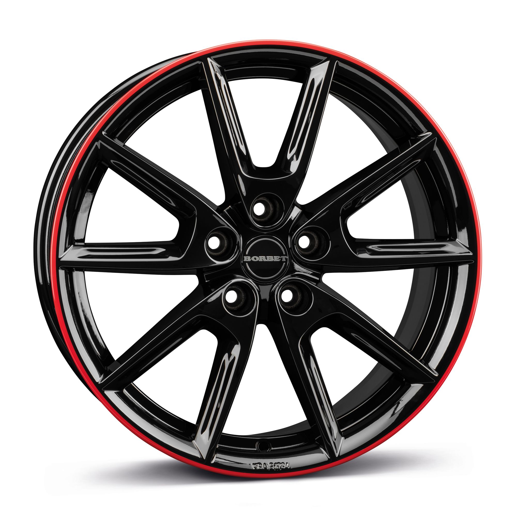 Borbet LX18 Felgen Black glossy rim red (schwarz rot