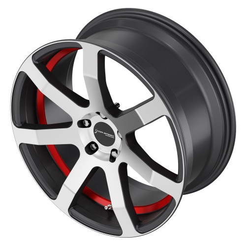 Corspeed Challenge Highgloss-Gunmetal-polished / undercut Color Trim rot