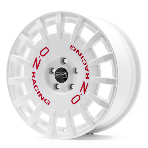 OZ RACING RALLY RACING RACE WHITE + RED LETTERING