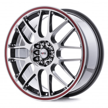 Platin Wheels P 61 schwarz poliert, Rand rot